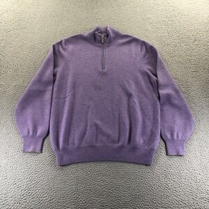 Brunello Cucinelli Sweater Men 58 (Fits Medium) Purple Cashmere 1/4 Zip Pullover